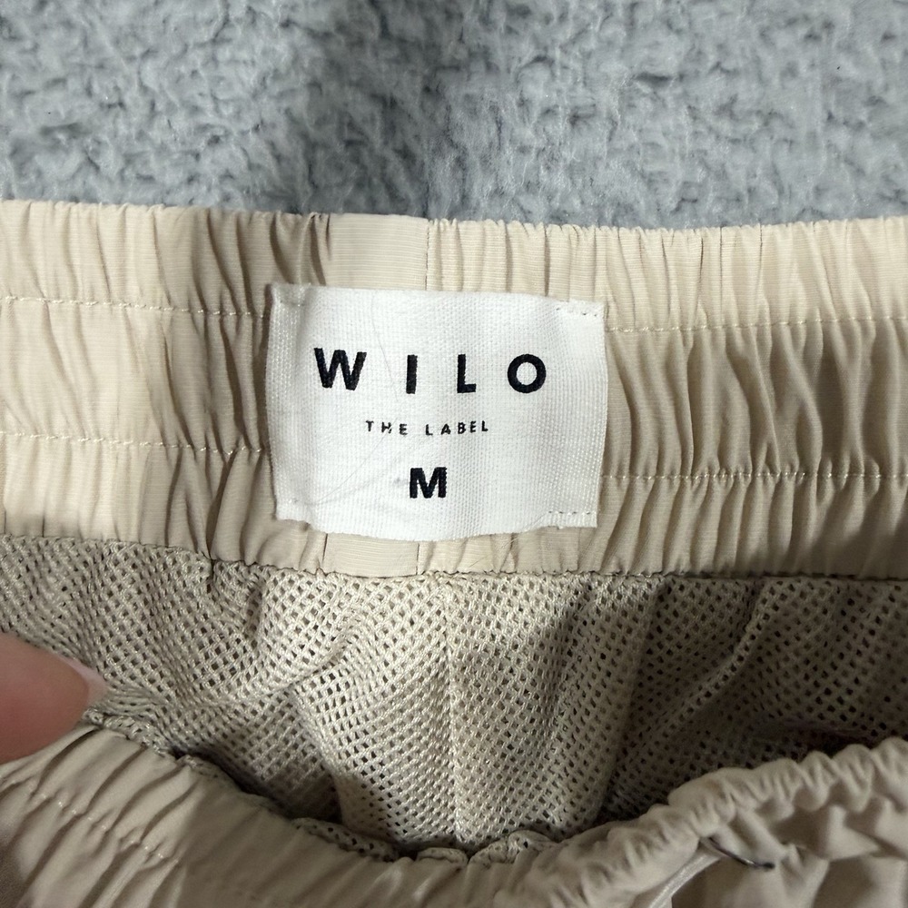 Wilo The Label Pants Womens Medium Beige Nylon Joggers Elastic Waist Cuffed - Picture 9 of 10